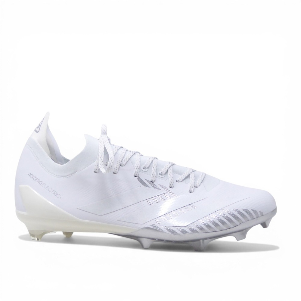 NEW Adidas Mens Adizero Electric+ Football Cleats White Silver IE6278 Size 14.5